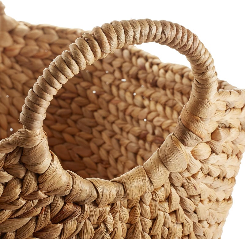 Casafield Set of 3 Multipurpose Boat Baskets with Handles - Natural, Woven Water Hyacinth Storage Organizers for Throw Blankets, Bedroom, Living Room, Laundry - Image 5